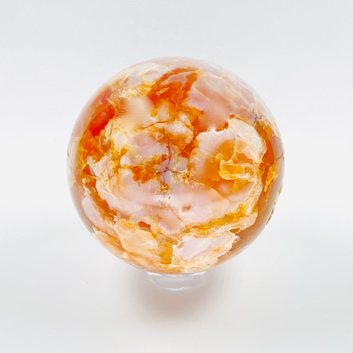 Flower Agate Pink/Golden Orange Sphere