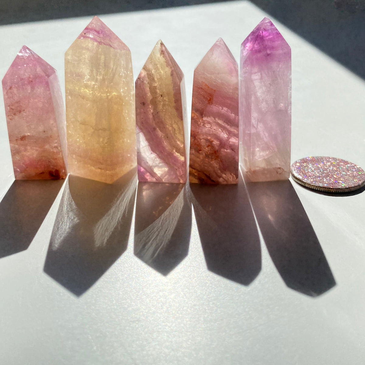 Pink Yellow Mini Fluorite Towers