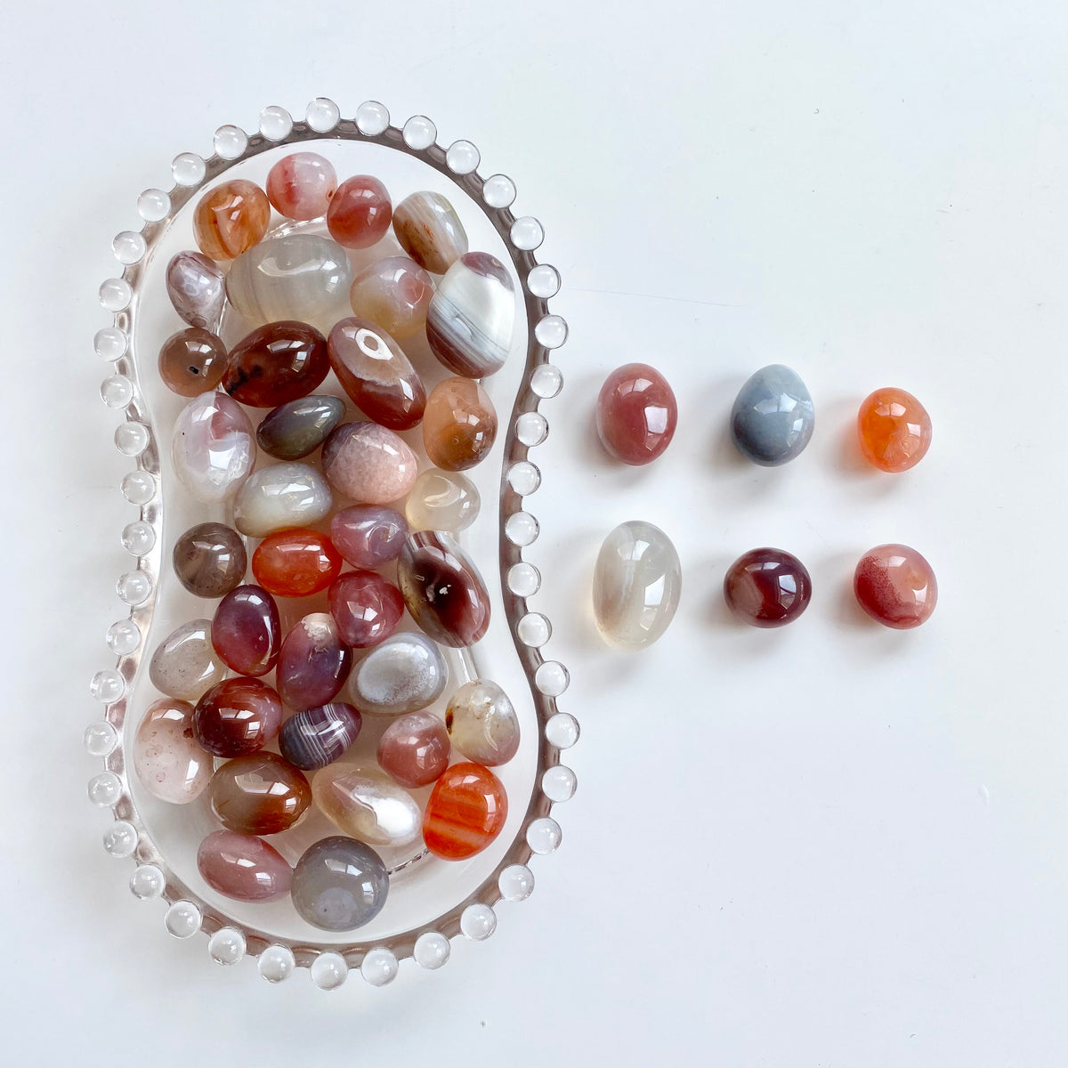 Colorful Agate Jelly Bean | Set of 6