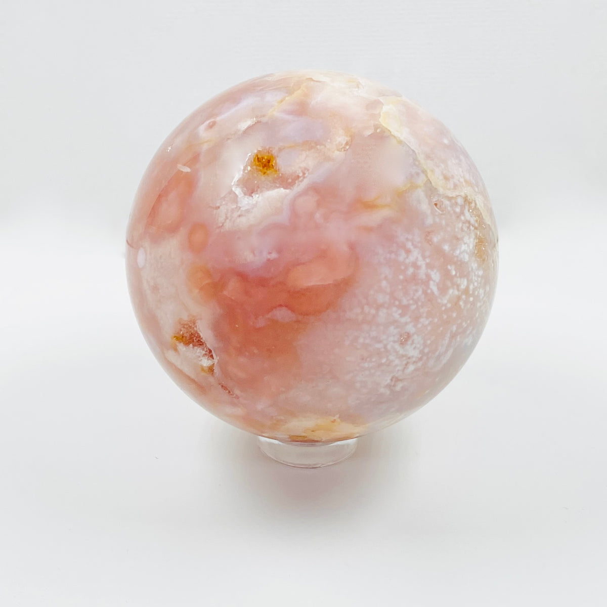 Flower Agate Pink/Golden Orange Sphere