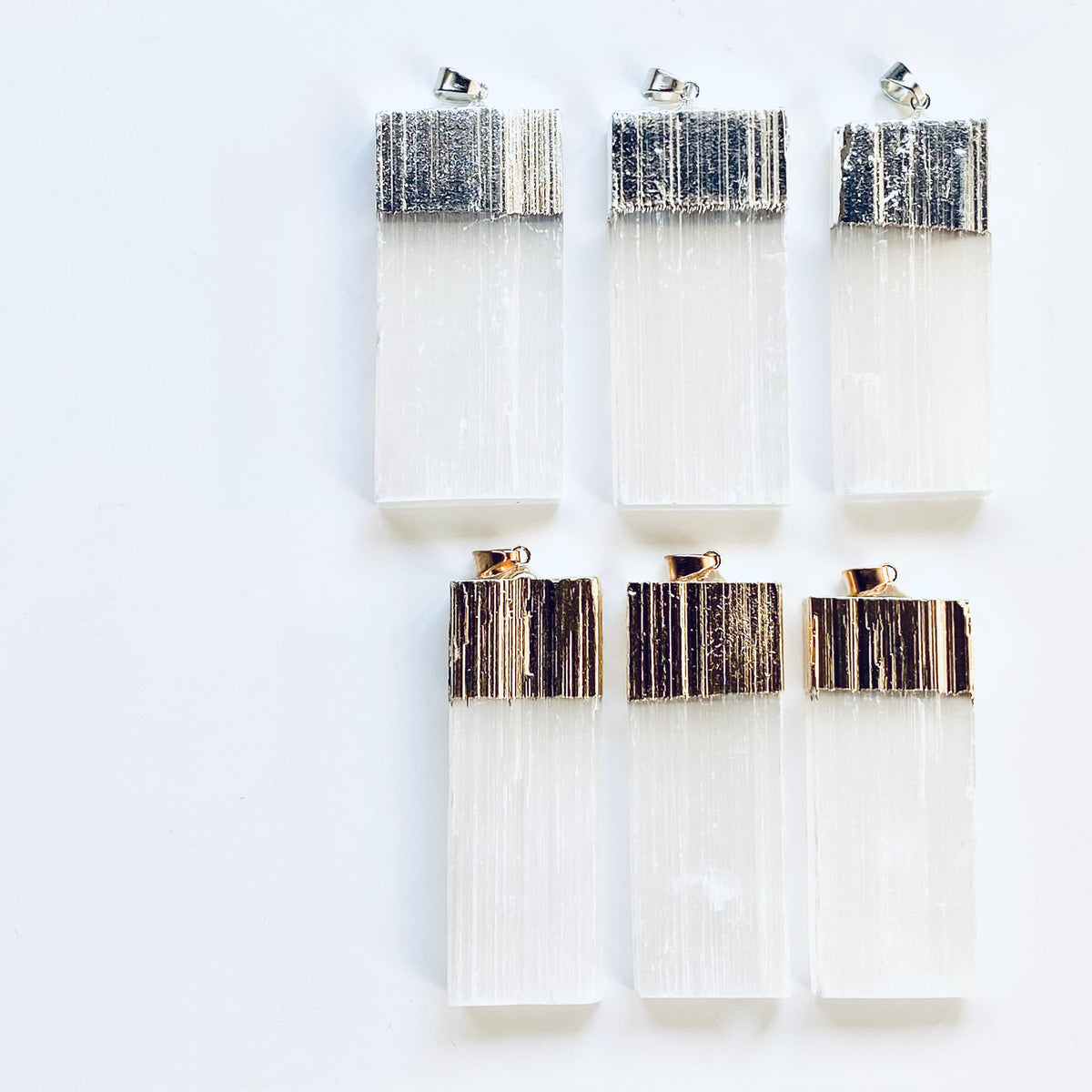 Selenite Pendant | Dipped Gold / Dipped Silver