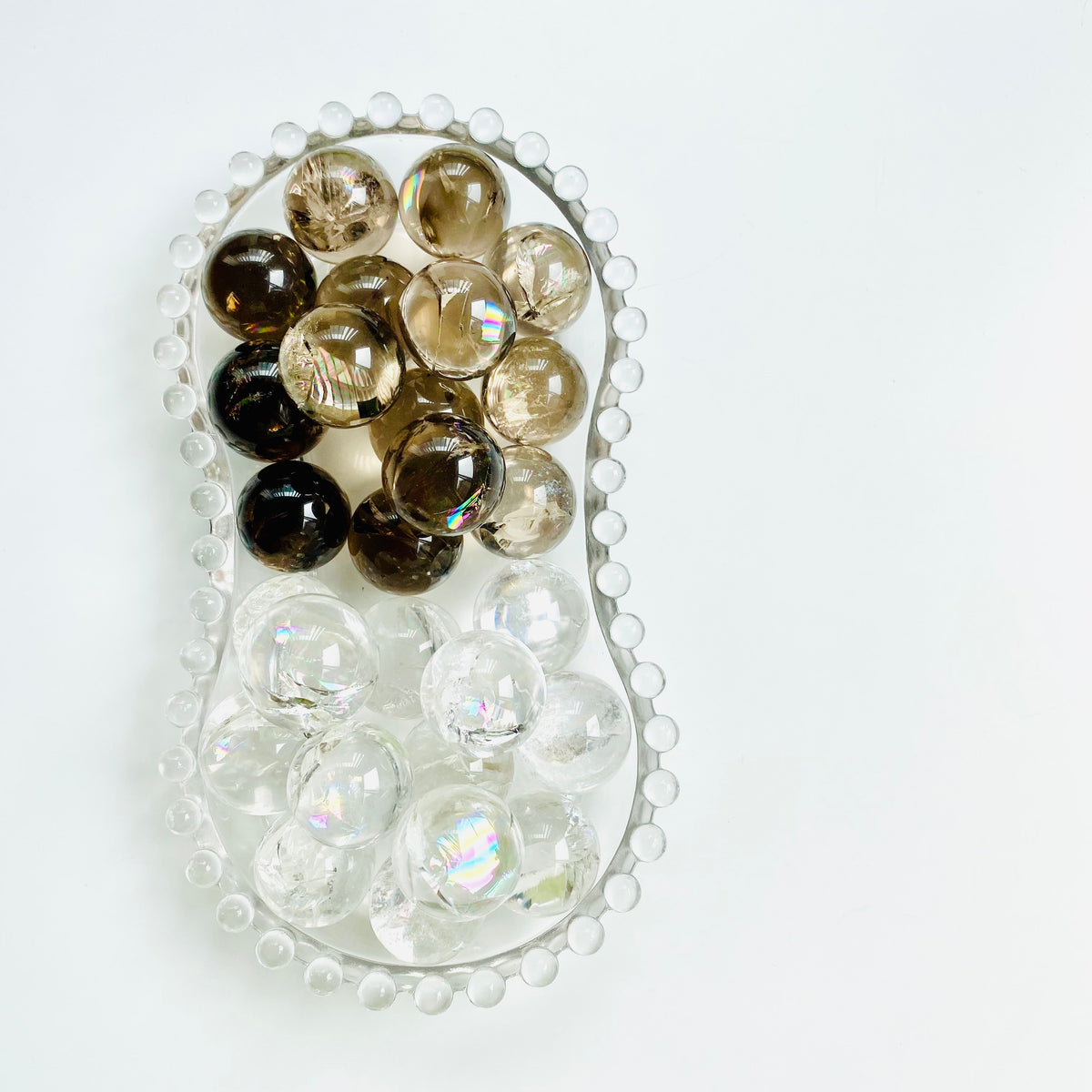 Clear | Smoky Quartz Spheres with Rainbows