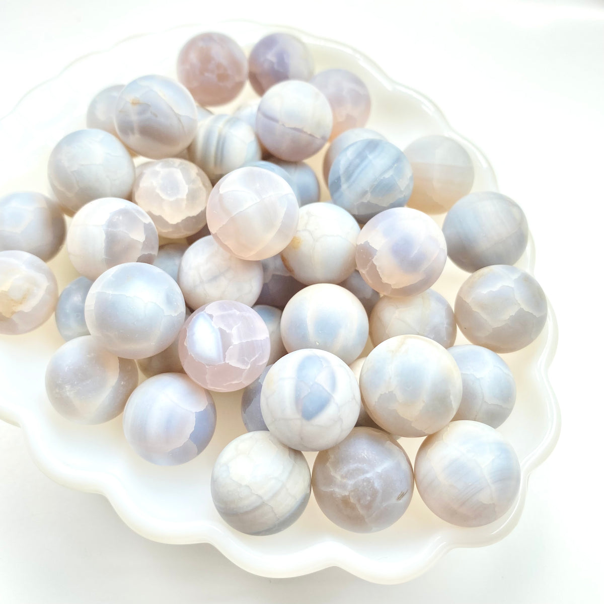 White Agate Sphere Mini | Set of 4