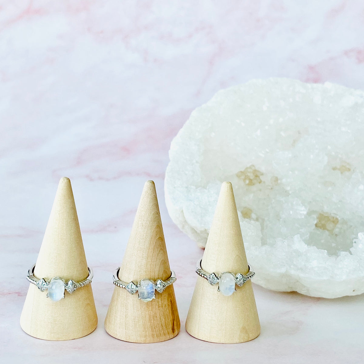 White Moonstone Ring